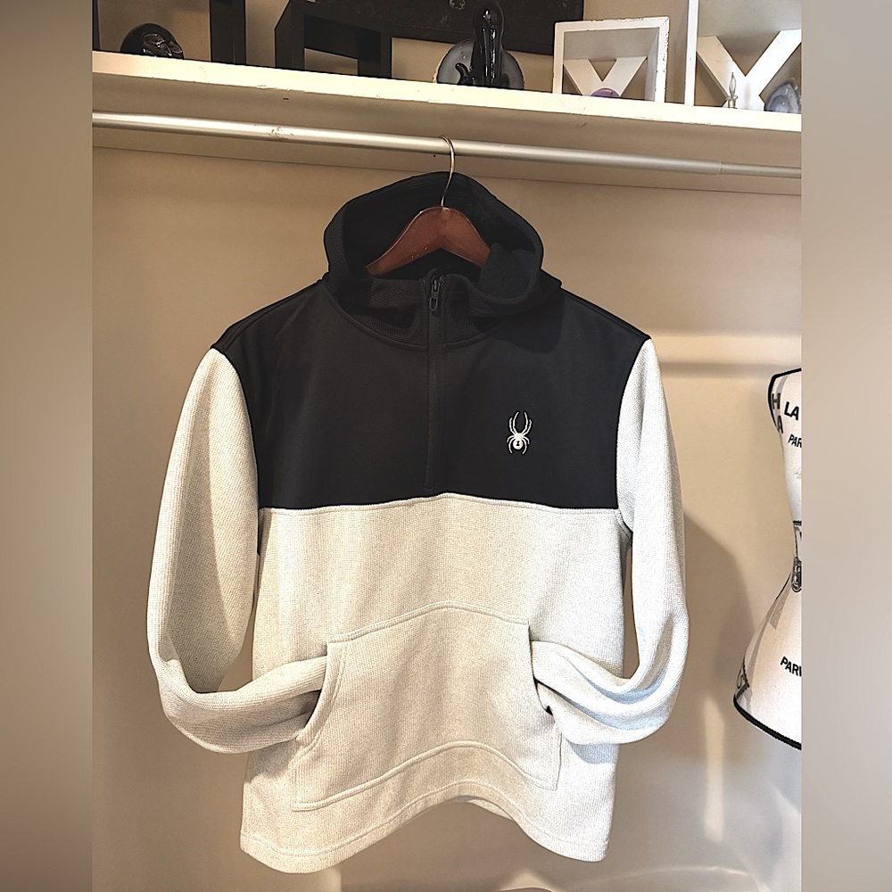 SPYDER 1/4 Zip Waffle Hoodie, L Unisex/Men